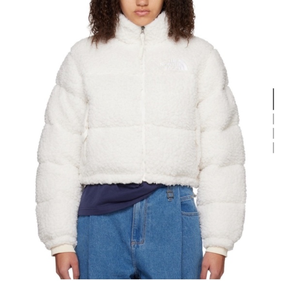 North Face White Nuptse Down Teddy Puffer Jacket - Picture 5 of 9